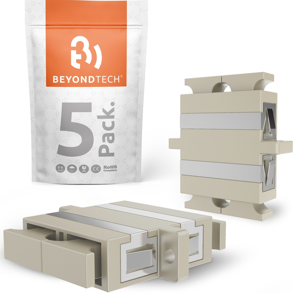 Fiber Optic SC to SC Adapter Multimode UPC Duplex Horizontal - 5 Pack 