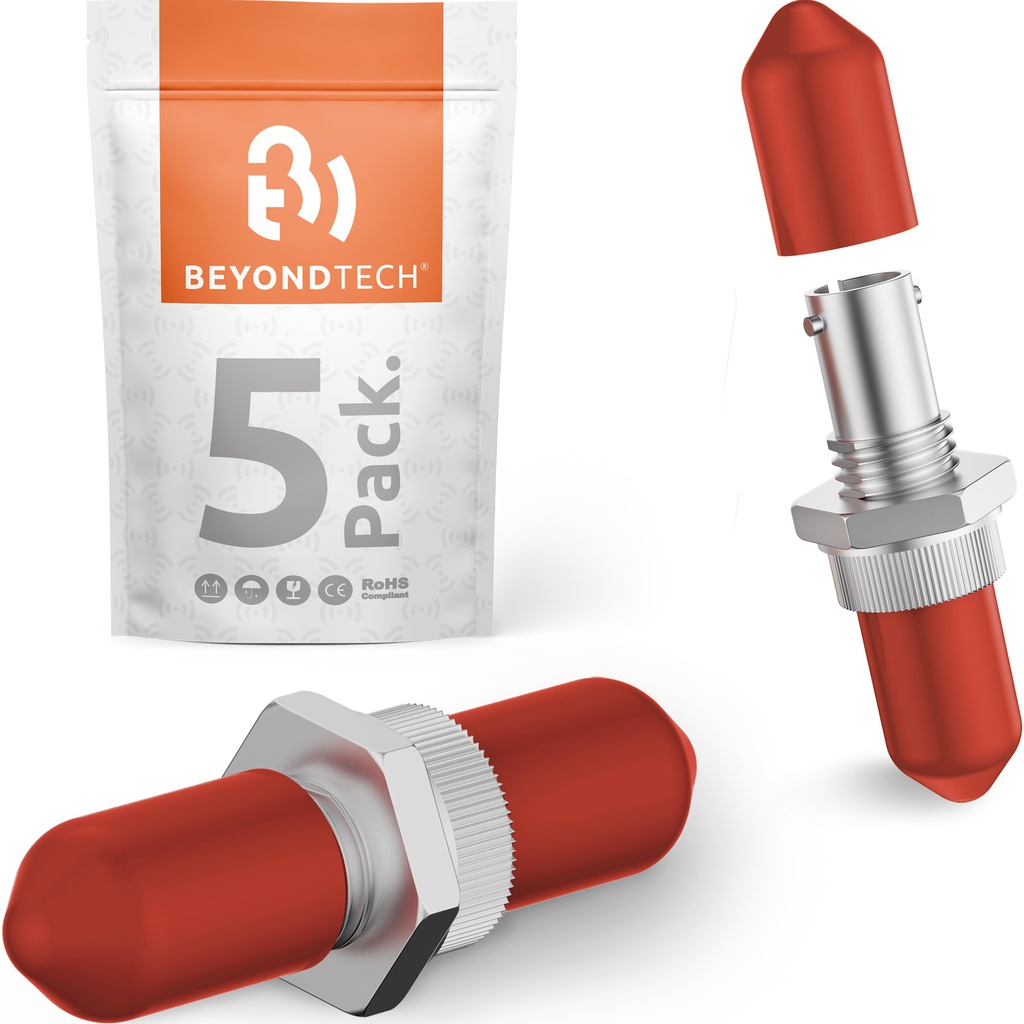 Fiber Optic ST to ST Adapter Singlemode UPC Simplex - 5 Pack 