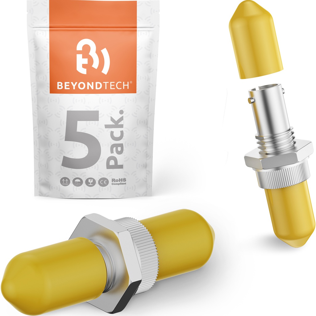 Fiber Optic ST to ST Adapter Multimode UPC Simplex - 5 Pack 