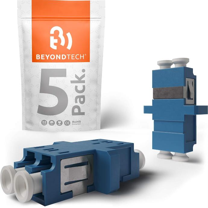 Fiber Optic LC to LC Adapter Singlemode UPC Duplex Horizontal - 5 Pack 