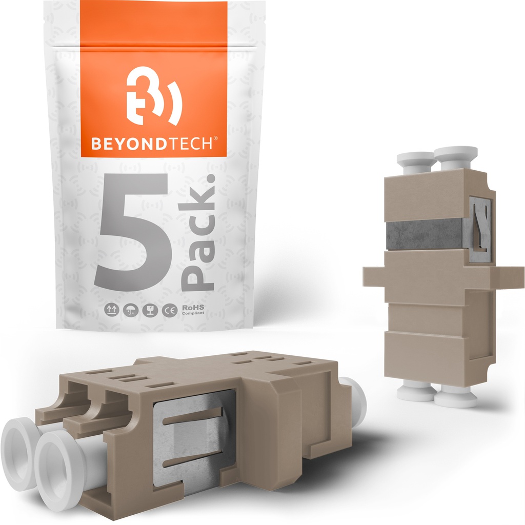 Fiber Optic LC to LC Adapter Multimode UPC Duplex Horizontal - 5 Pack 