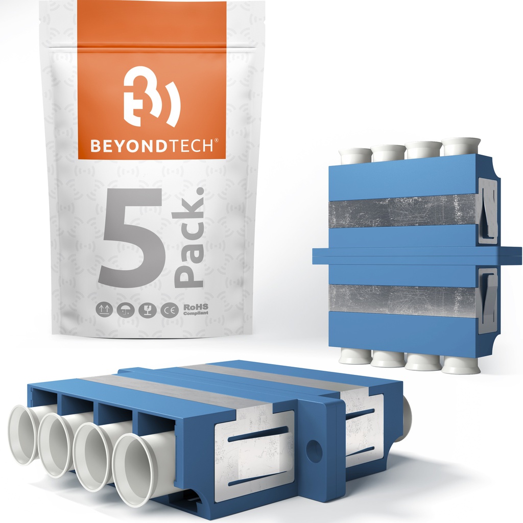 Fiber Optic LC to LC Adapter Singlemode UPC Quad - 5 Pack 