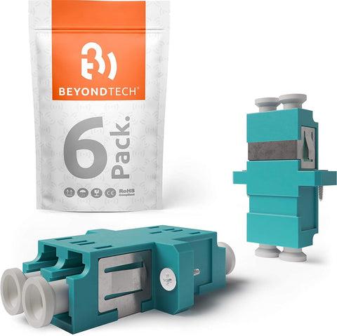 Fiber Optic LC to LC Adapter Multimode Aqua UPC Duplex Horizontal - 5 Pack 