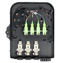 Terminal de Acceso de Fibra (BTFAT0411B) color negro, cargado con 8 adaptadores SC/APC - SC/APC - Simplex y 1 splitter 1:8.