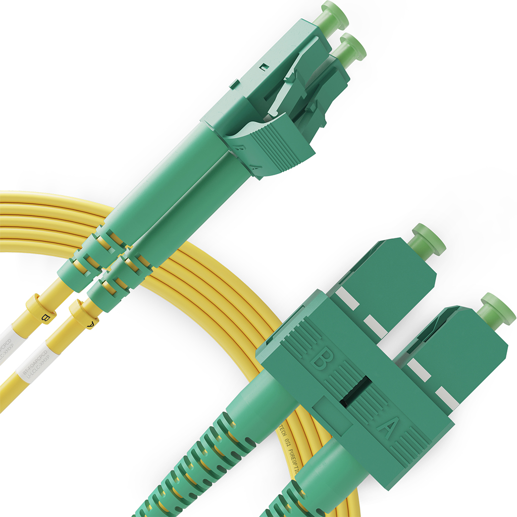 LC to SC Fiber Patch Cable Single Mode Duplex, APC/APC, OS1 9/125, 3.0mm LSZH  ( 1 Pack )