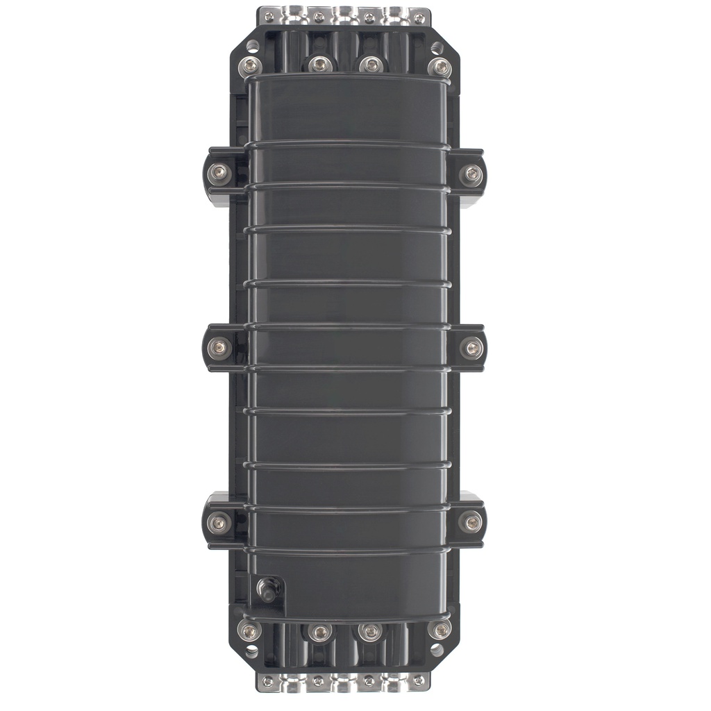 Manga de Empalme Horizontal Mecánico de Fibra Óptica para 96 Núcleos (BTSPC11B) con 4 Bandejas de 12 Empalmes, (Negro)