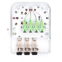 [BTFAT04118011DW] Terminal de Acceso de Fibra (BTFAT0411W) color blanco, cargado con 8 adaptadores SC/APC - SC/APC - Simplex y 1 splitter 1:8.